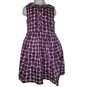 Mini Boden Sleeveless Sheath Dress‎ Girls 4-5y Purple Floral Ruffle Accent